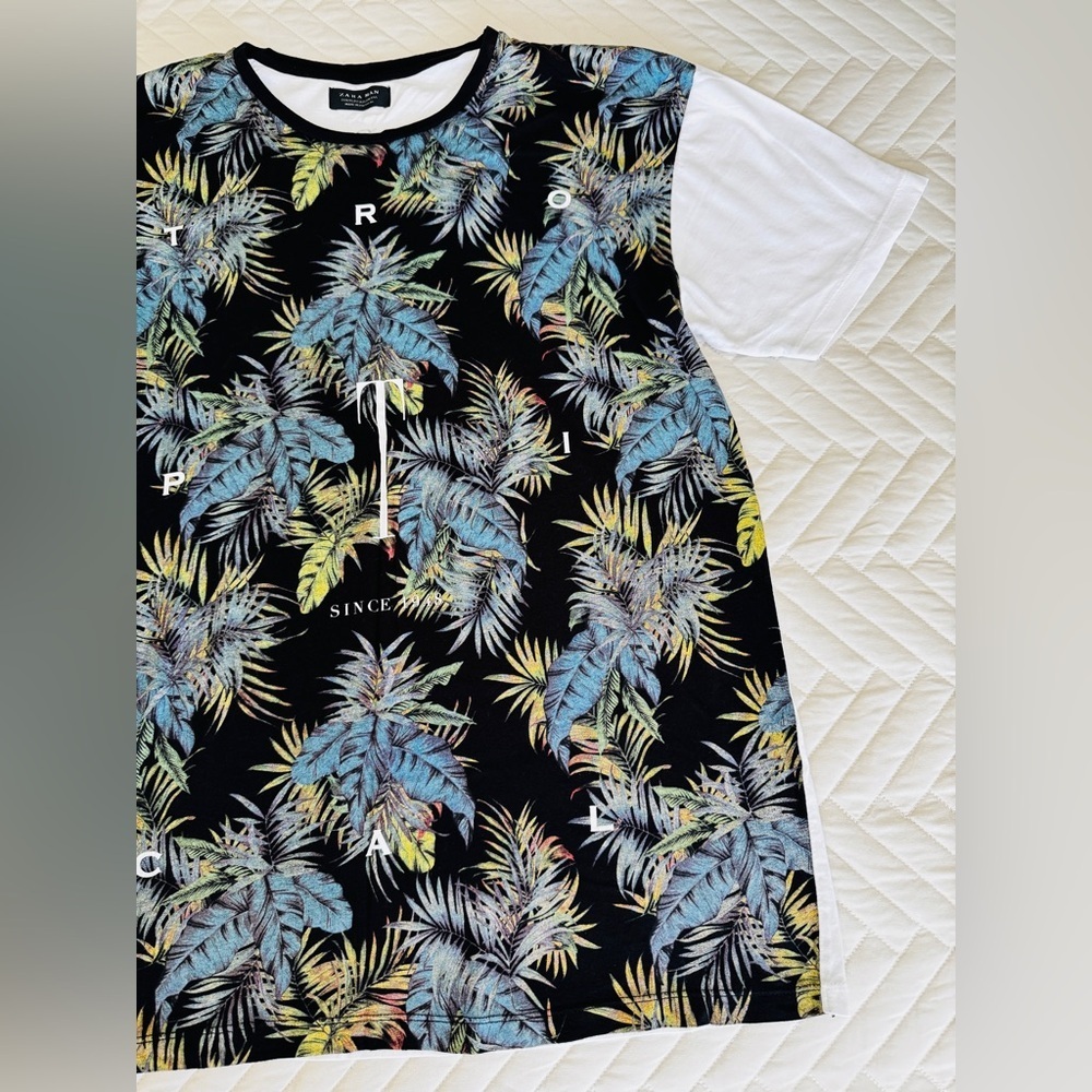 Zara Man T-shirt XL Slim Fit TROPICAL PRINT! - Picture 4 of 12